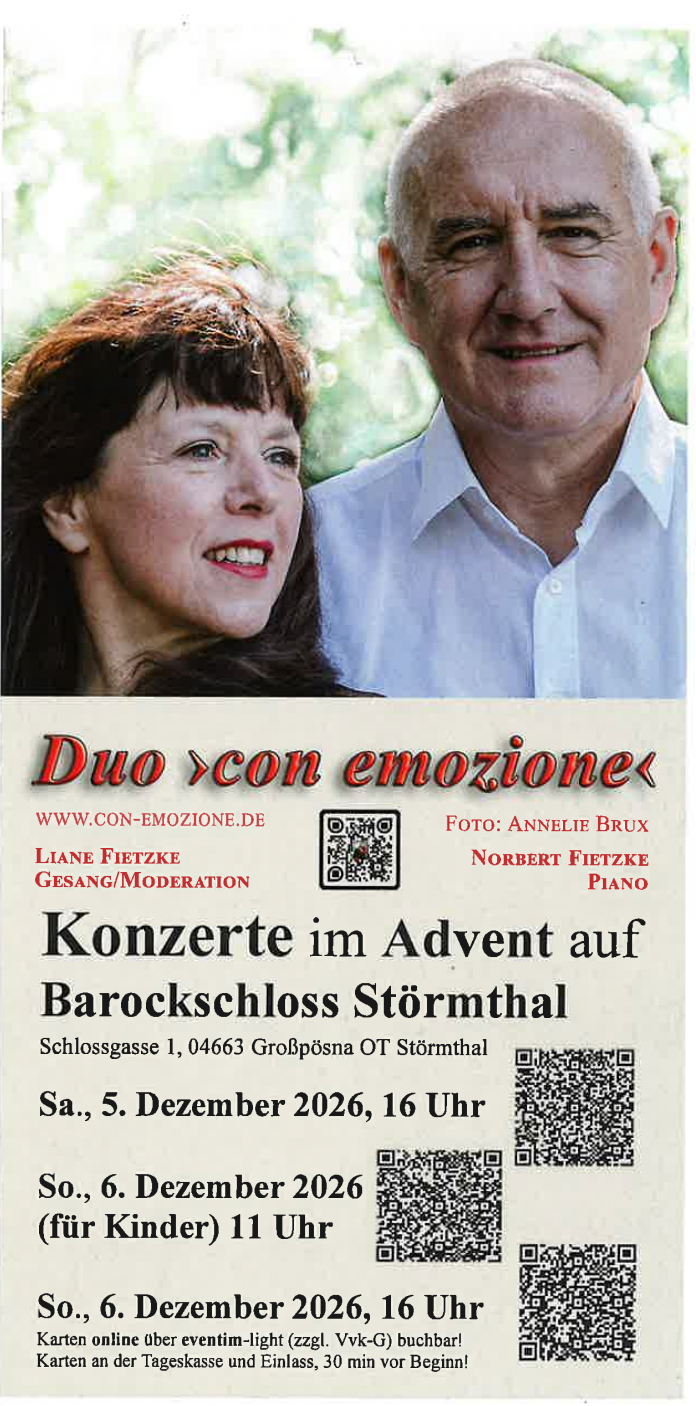 Duo con emozione – Konzerte im Advent am 5. und 6. Dezember 2026